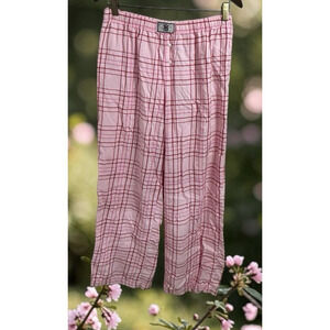 Victoria's Secret Pajama Pant Sz M Pink Plaid Pockets Loungewear Cotton Blend